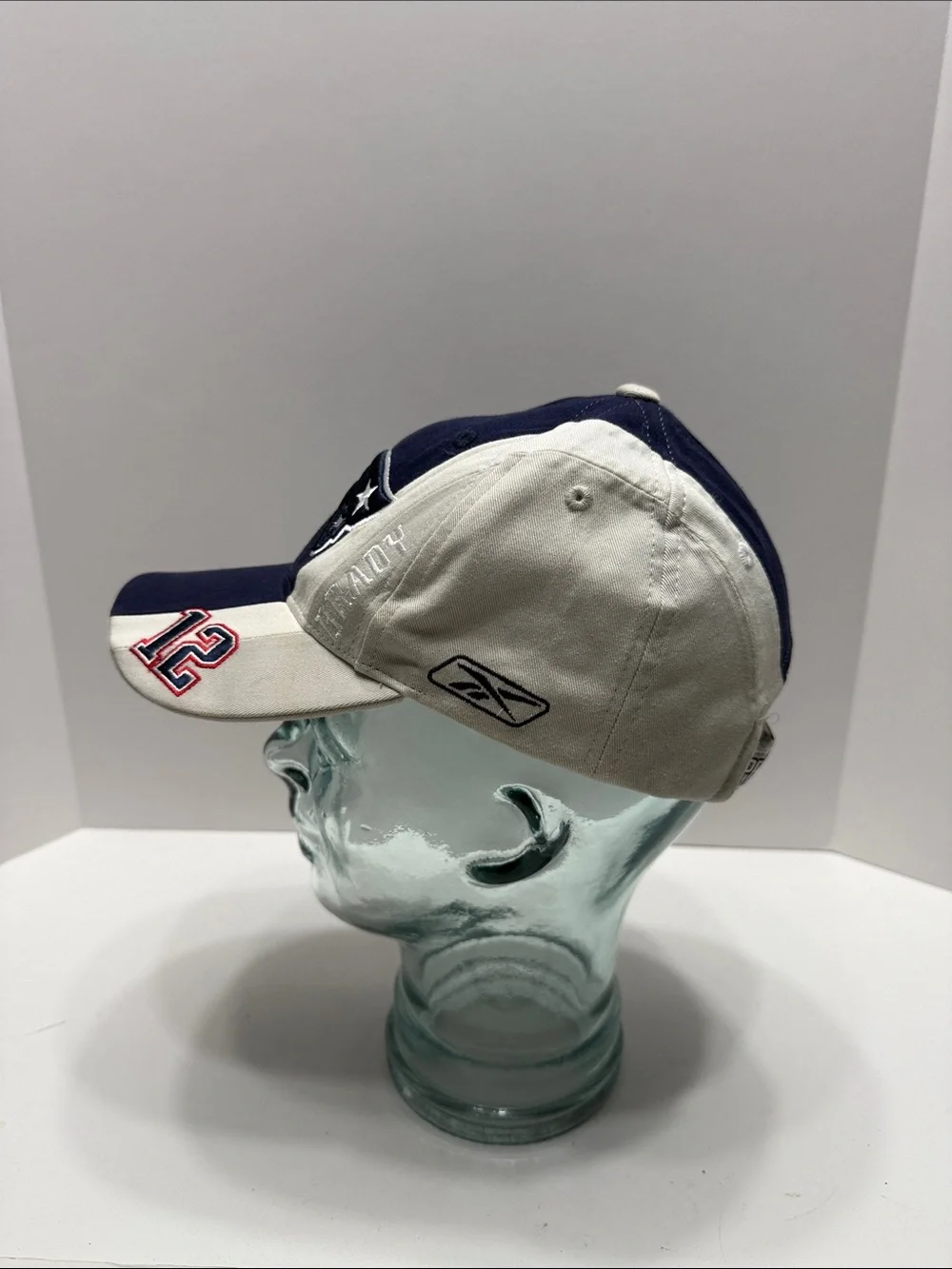 Reebok NFL Navy and White Vintage New England Patriots Tom Brady #12 Kids Hat